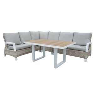 FurnitureOkay Sorrento 5-Piece Wicker Outdoor Modular Lounge Setting - White Shell