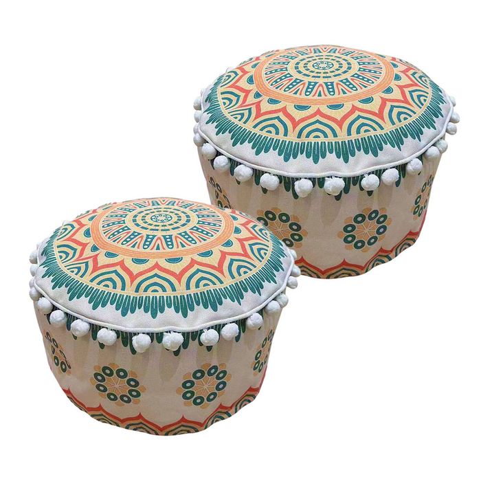 SOGA 2 Pack 50cm Pouffe Cushions Polyester Cotton with EPP Filling