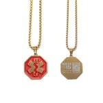 MEDI-ID  Medical ID Gold Octagonal Pendant with 60CM Chain