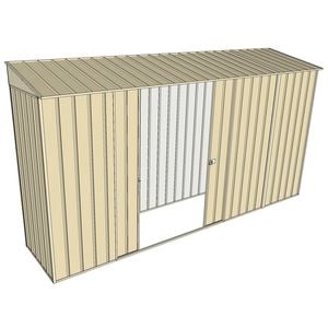 Build-a-Shed 0.8 x 3.7 x 2m Skillion Double Sliding Side Door Shed - Cream