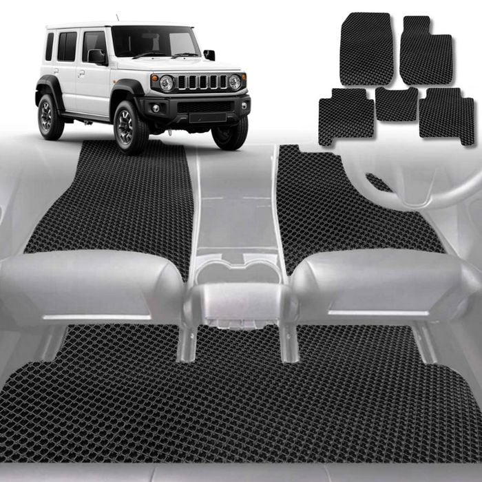 6D Diamond Car Floor Mats for Suzuki Jimny XL Manual 2023-Current-Full Set-Black-Outback GT