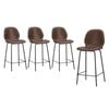 Oikiture 4PCS Bar Stools Kitchen Counter Chair Metal Brown