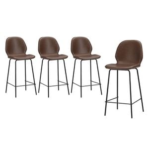 Oikiture 4PCS Bar Stools Kitchen Counter Chair Metal Brown
