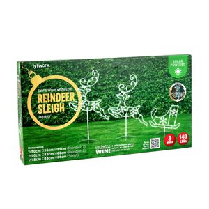 Lytworx White Solar Cool & Warm Reindeer & Sleigh