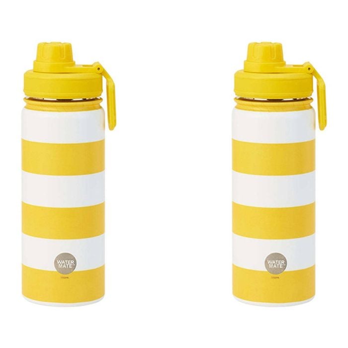 2x Annabel Trends Watermate 550ml Stainless Steel Bottle Tumbler Yellow Stripe
