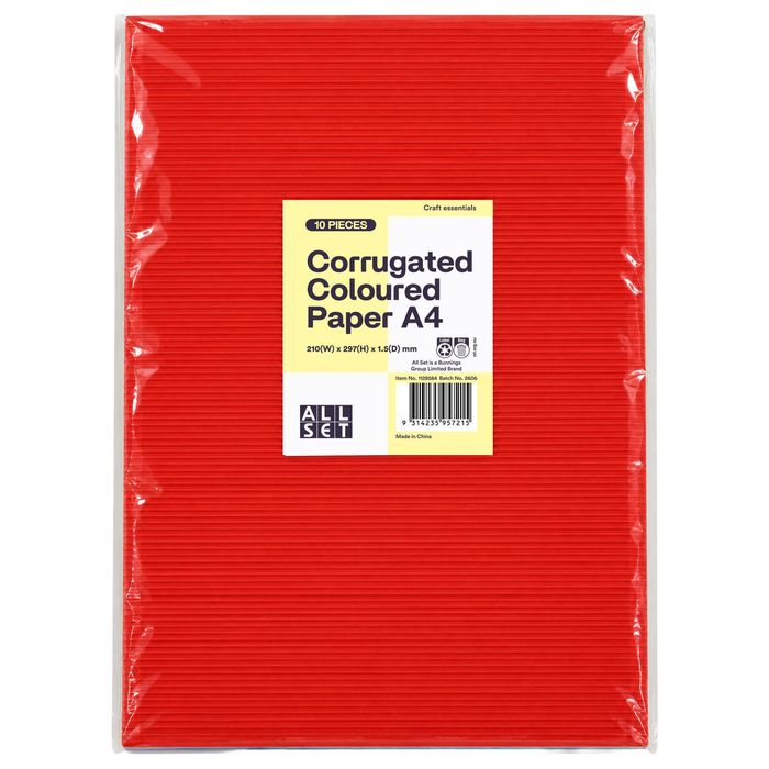 All Set A4 Corrugated Coloured Paper - 10 Pack