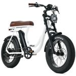 VALK Nomad Electric Fat Tyre Bike, 350W, 32km/hr, Throttle ebike, Disc Brakes, Shimano 7 spd, 20x4" Kenda, Suspension, White
