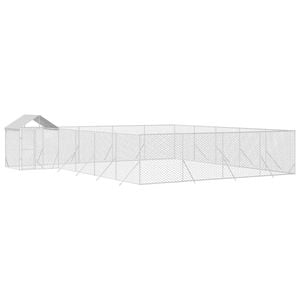 vidaXL Dog Kennel Outdoor Dog Crate Dog House with Roof Silver Galvanised Steel 10x8x2.5 m