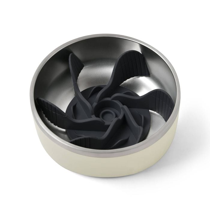 Charlie's Duro Double Wall Stainless Steel Dog Bowl With Removable Slow Feeder Attachment Cream Medium 1.24l