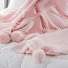 CottonMore 100% Cotton PomPom Knitted Blanket 150x200cm - Pink