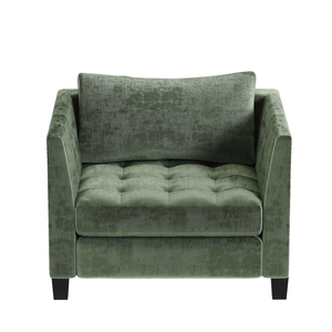 Ufurniture Single Sofa Chenille Modular Lounge Couch with Large Cushion Green