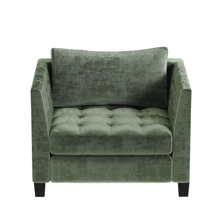 Ufurniture Single Sofa Chenille Modular Lounge Couch with Large Cushion Green
