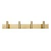 Adoored 4 Hook Brass Knurled Deco Hook Rack