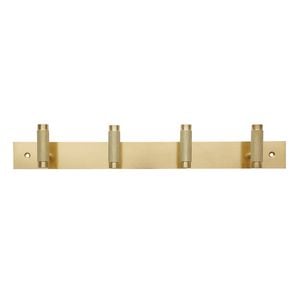 Adoored 4 Hook Brass Knurled Deco Hook Rack