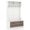 Costway 160cm Coat Clothes Rack Wardrobe Coat Stand W/hooks Storage Organizer White