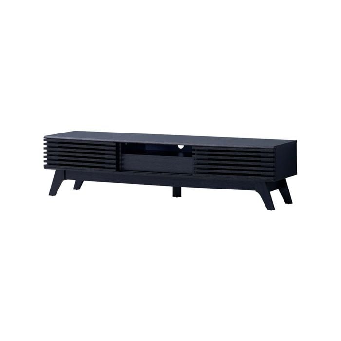 Design Square Camille Lowline Entertainment Unit TV Stand 180cm 2-Doors  1-Drawer Black
