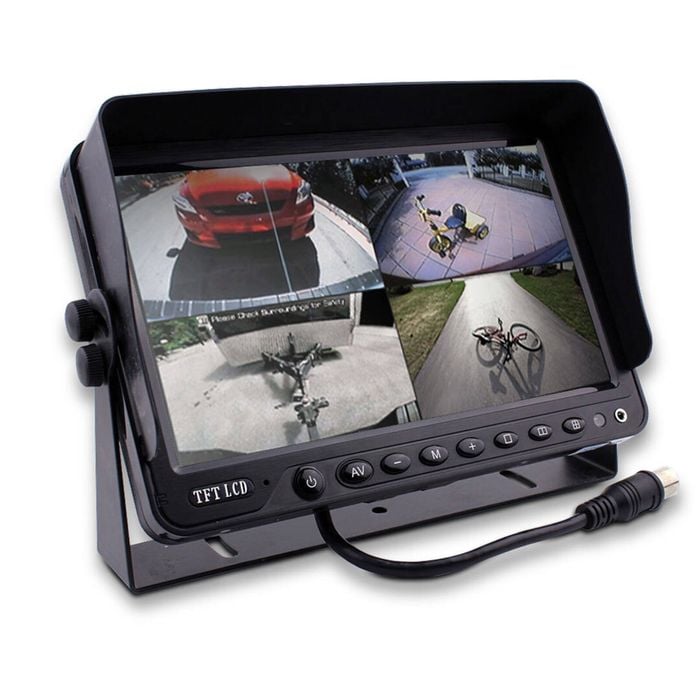 Elinz 9" Splitscreen DVR Monitor 12V 24V 4 AV Inputs 800x480 Bus Truck Caravan