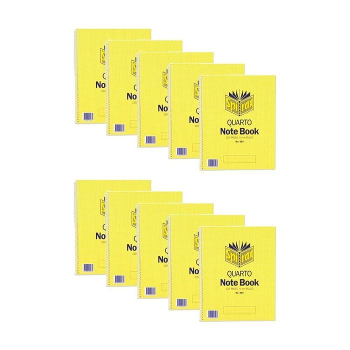 10pk Spirax 593 Quatro Spiral Bound Writing Notebook 120 Pages 252x200mm
