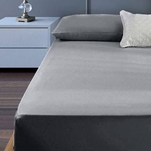Bloomington 400TC Cotton Percale King Single Fitted Combo Set 50cm Wall Grey