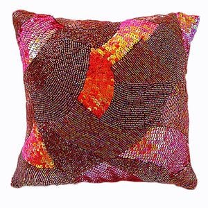 MoonRock Beaded Filled Cushion - Burgundy 30cm x 30cm