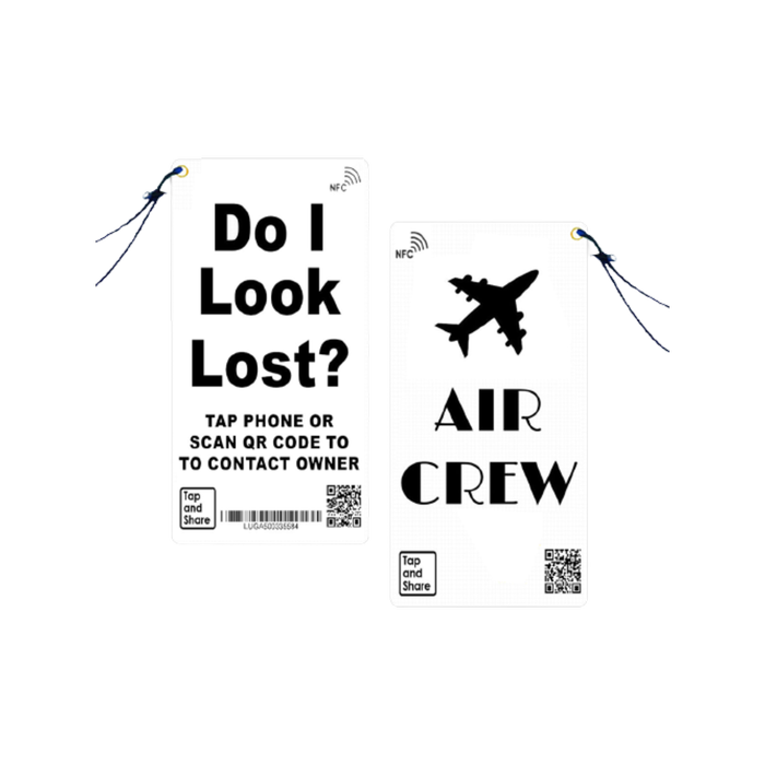 2x Smart Nfc 'air Crew' Luggage Tags With Smart Passive Tracking