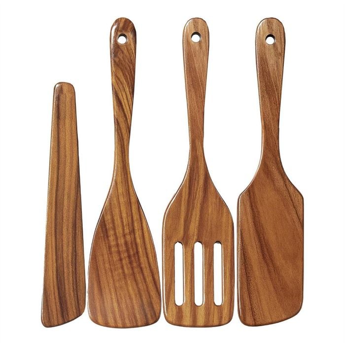 Catzon Wooden Cooking Utensils Set Of 4 Teak Spatulas For Kitchen Use