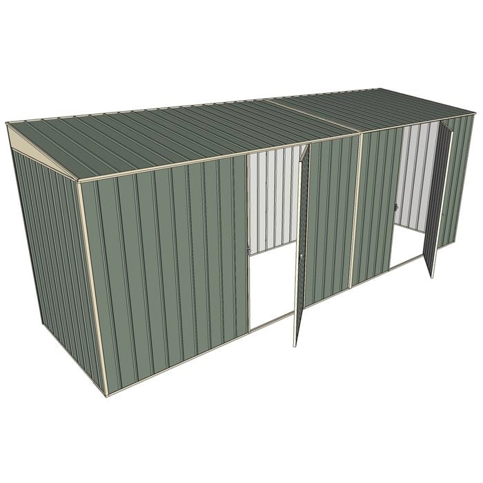 Build-a-Shed 1.5 x 5.2 x 2m Dual Single Hinged Side Door Skillion Shed - Green