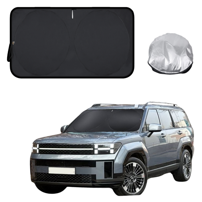Front Windscreen Sun Shade for Hyundai Santa Fe Hybrid 2024 - Current (7 Seater) - XL 160 x 100 cm - Black