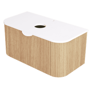 CIBO 900mm White Oak Ripple Luxe Vanity With Solid Surface Top