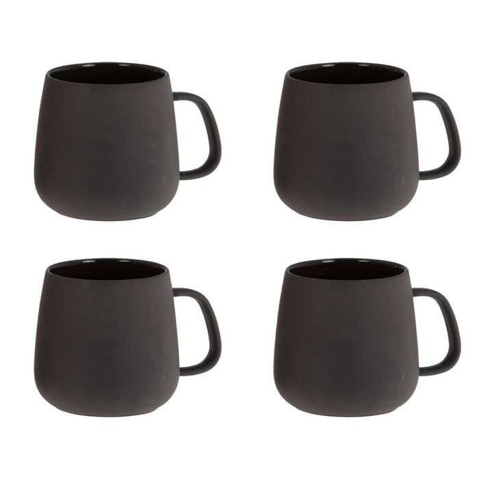 4PK Bramble Bay Summer Blooms Ceramic Everyday Kitchen Coffee Mug Charcoal