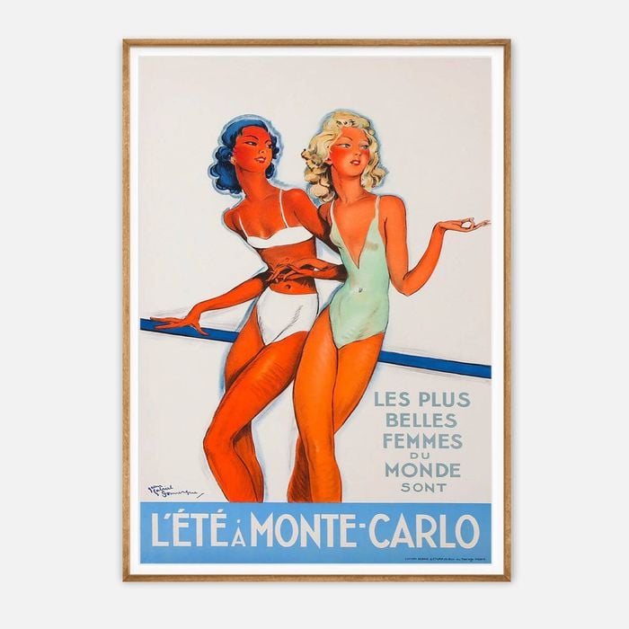 Galrie Vintage Summer Elegance - Monte-Carlo Art Print by Jean Gabriel Domergue, Wood Frame, 70 x 100cm (28 x 40inch)