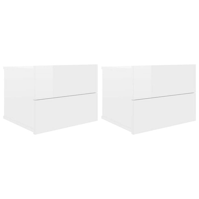 vidaXL 2x Bedside Cabinets High Gloss White Engineered Wood Home Organiser