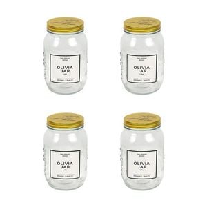 4x Olivia High-quality Secure Versitle Reusable Glass Preserving Jar - 1000ml