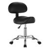 P&P Black Saddle Rolling Stool with Backrest, Adjustable Swivel Salon Stool