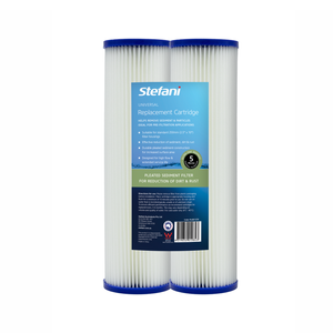 Stefani 2.5" x 10" Pleated Sediment 5 Micron Replacement Water Filter Cartridge - Twin Pack