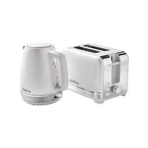 Sunbeam Kettle and Toaster White & Polished Stainless Steel