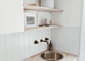 A rustic laundry area in situ