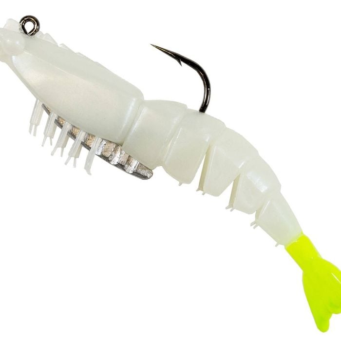 Z-Man EZ ShrimpZ Rigged 3.5 2pk Glow / Chart Tail"