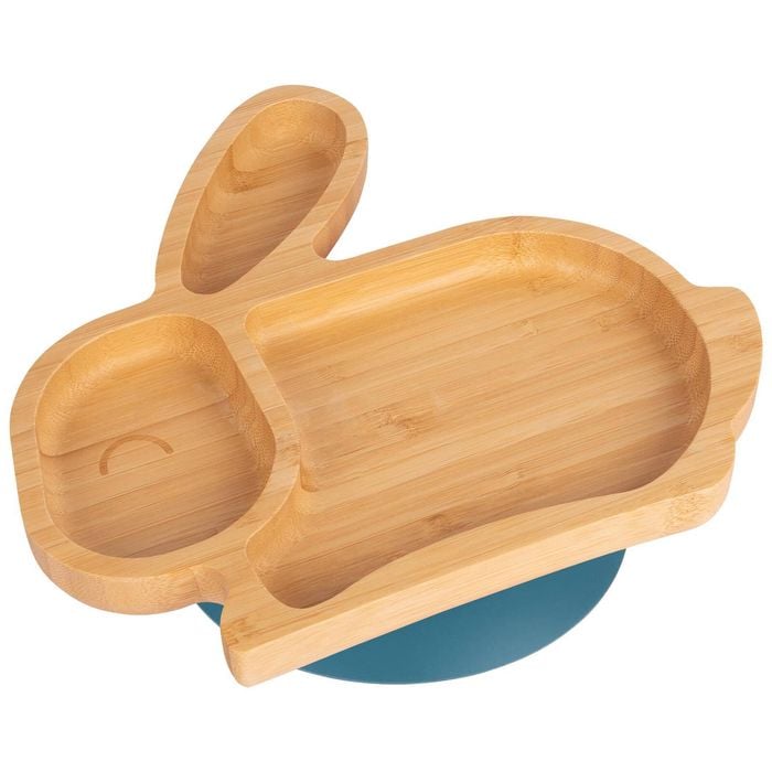 Tiny Dining Bamboo Rabbit Baby Feeding Plate with Suction Cup