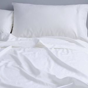 Canningvale Carrara Queen Bed Fitted Sheet Set Alessia Bamboo Cotton White