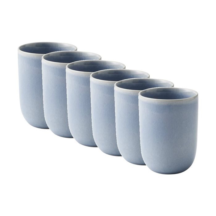 6pk Ecology Element Kitchenware Cuddle Mug Sky Light Blue Stoneware 250ml