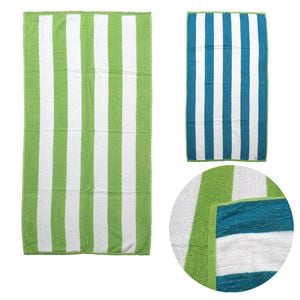 Bloomington 400GSM Set of 2 Reversible Cabana Striped Towels 76 x 152 cm Lime/Blue