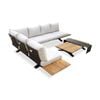 Venice Aluminium Corner Lounge With Built In Timber Side Tables Charcoal & Light Cushion