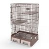 Yes4pets 134 Cm Brown Pet 3 Level Cat Cage House With Litter Tray And Storage Box