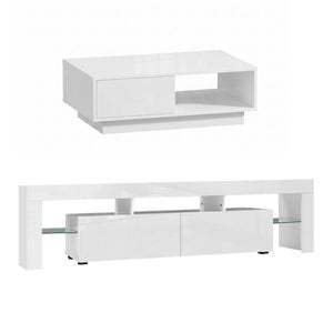 Artiss Led Tv Unit & Coffee Table Set Storage Cabinet White