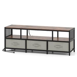 Costway 3-tier Tv Stand For Tvs Up To 65” Entertain Center Brown