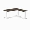 Desky Fixed Height Dark Bamboo L-shape Office Desk 1500x1550mm White Frame