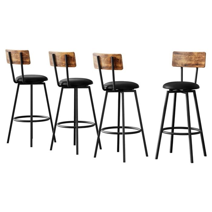 Artiss Industrial Bar Stools Upholstered Counter Chairs x4