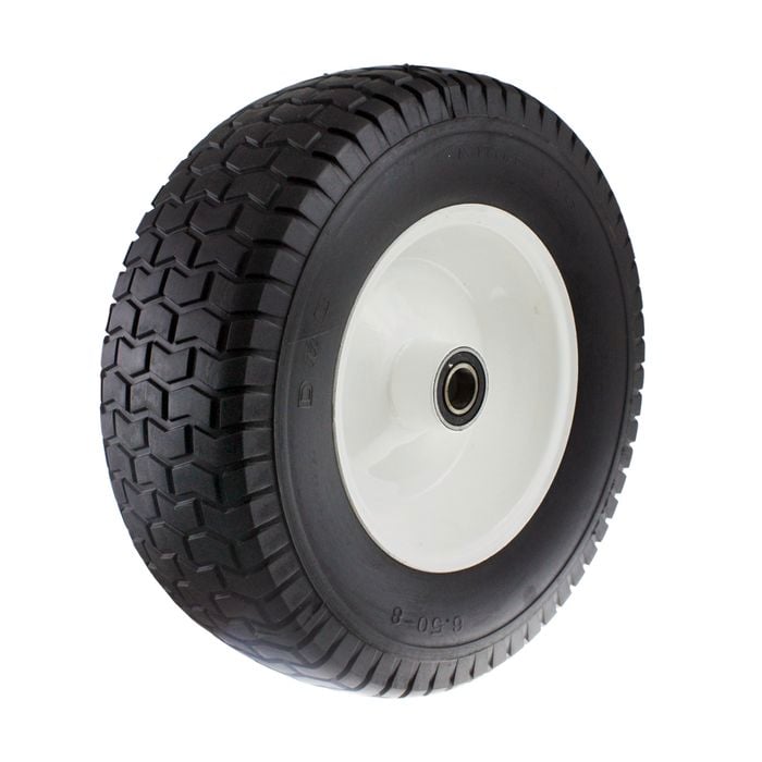 Easyroll 6.5 x 8" Flat Free Puncture Proof Wheelbarrow Wheel with 1" Axle Diameter