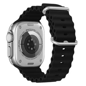 Ocean Silicone Sports Watch Band Strap - For Apple iWatch Ultra [42mm Series 3] 44mm 45mm 46mm 49mm (Black)